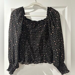 Black floral Madewell blouse
